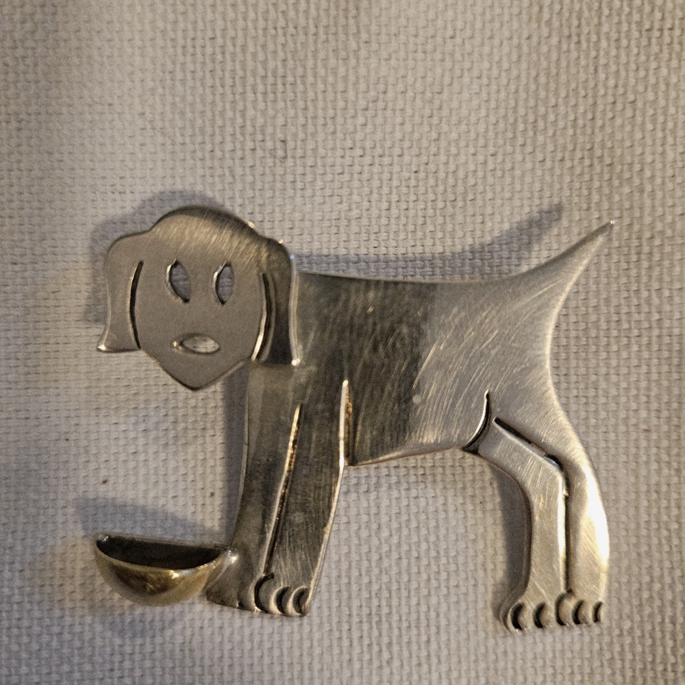 Vintage Art Deco Dog With bowl Pin